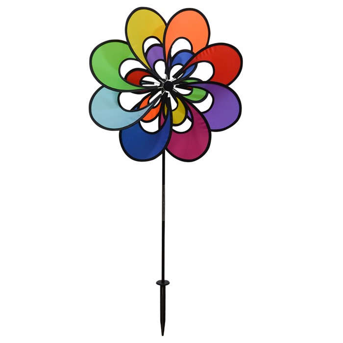 In the Breeze 2723 - Spectrum Double Windee Wheelz - Colorful Flower Spinner Garden Decor