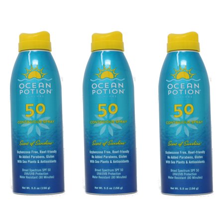 3 Pack - Ocean Potion Scent of Sunshine SPF 50 Sunscreen Spray, 5.5 Oz Each
