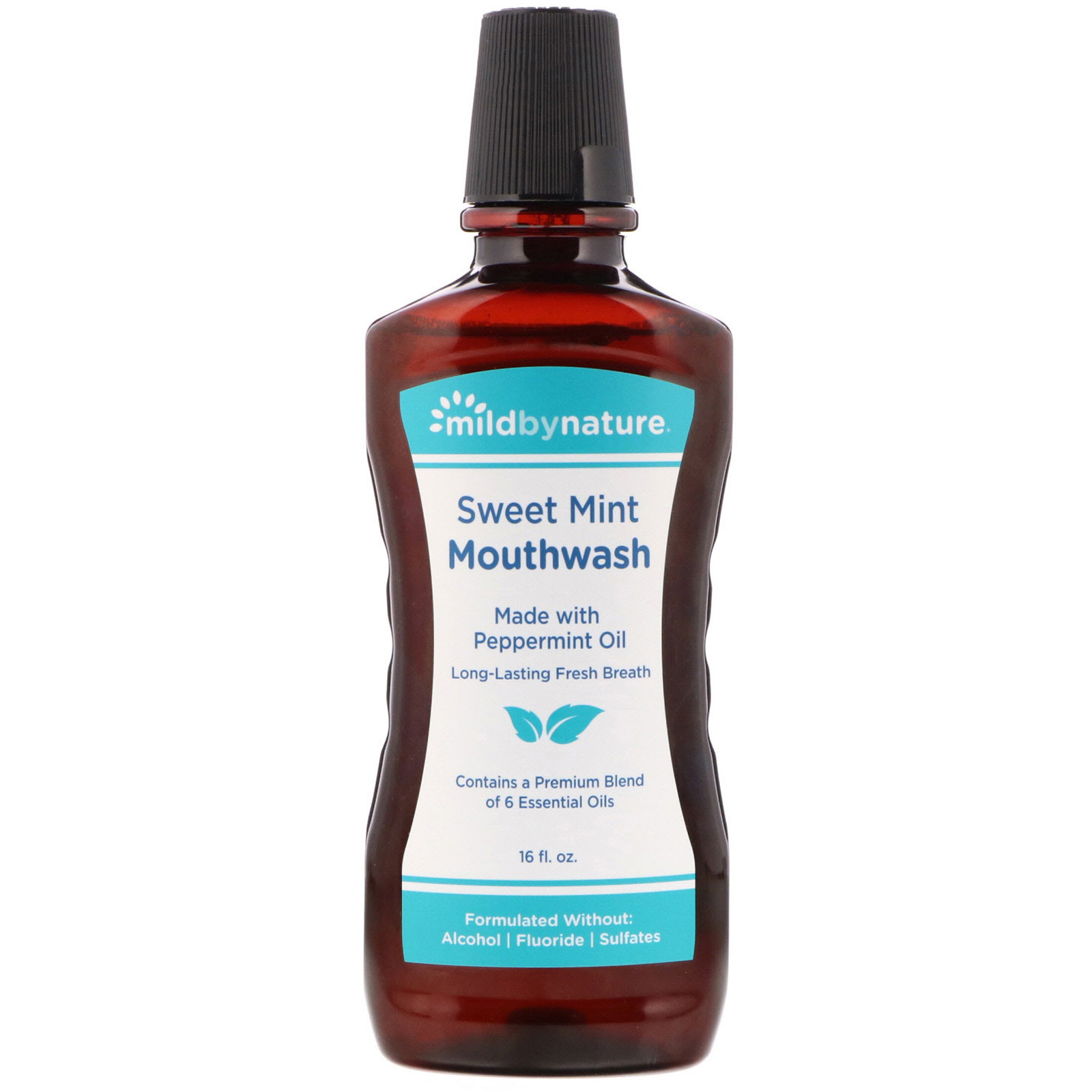 Mouthwash  Made with Peppermint Oil  Long-Lasting Fresh Breath  Sweet Mint  16 Fl Oz  Mild by Nature