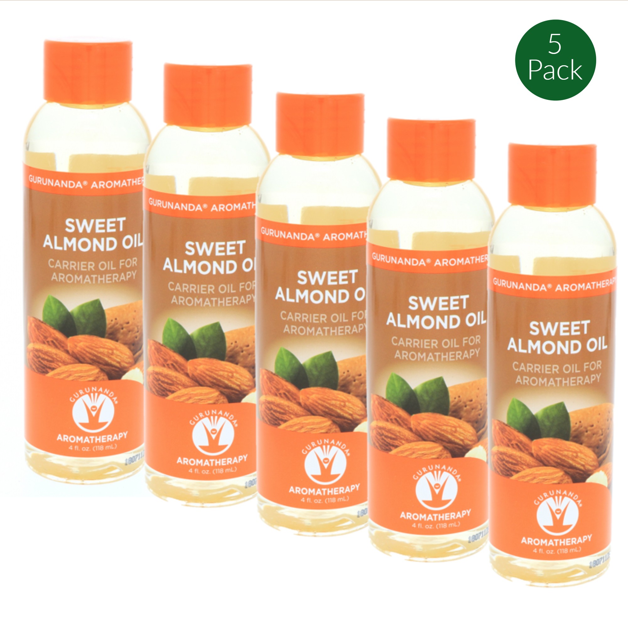 GuruNanda Aromatherapy 100% Pure & Natural Sweet Almond Carrier Oil, 5 Pack