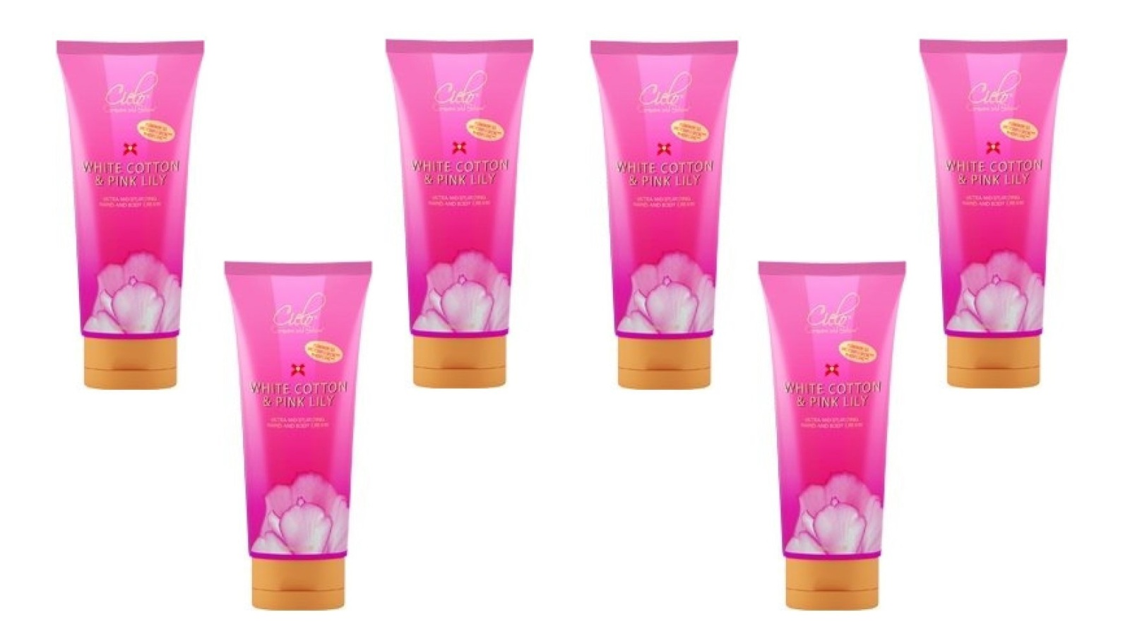 Cielo Body Lotion Cotton & Pink Lily Lost in Fantasy 6.7 Fl Oz (Pack of 6) + Makeup Blender Stick, 12 Pcs