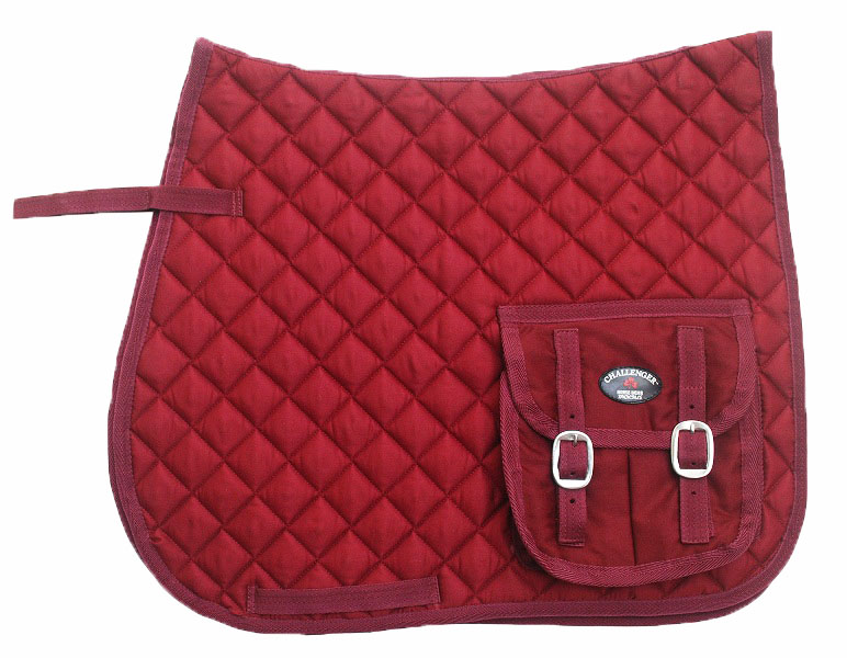 Horse Quilted English All-Purpose Trail Saddle Pad Burgundy W/ Pockets 7287
