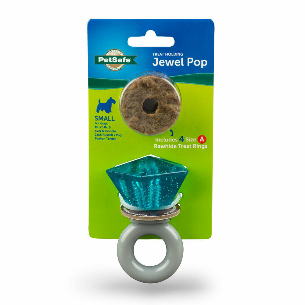 Interactive Dog Toys Treat Dispensing Ring Jewel Pop Edible Refill Variety Packs (Small Jewel Pop Toy)