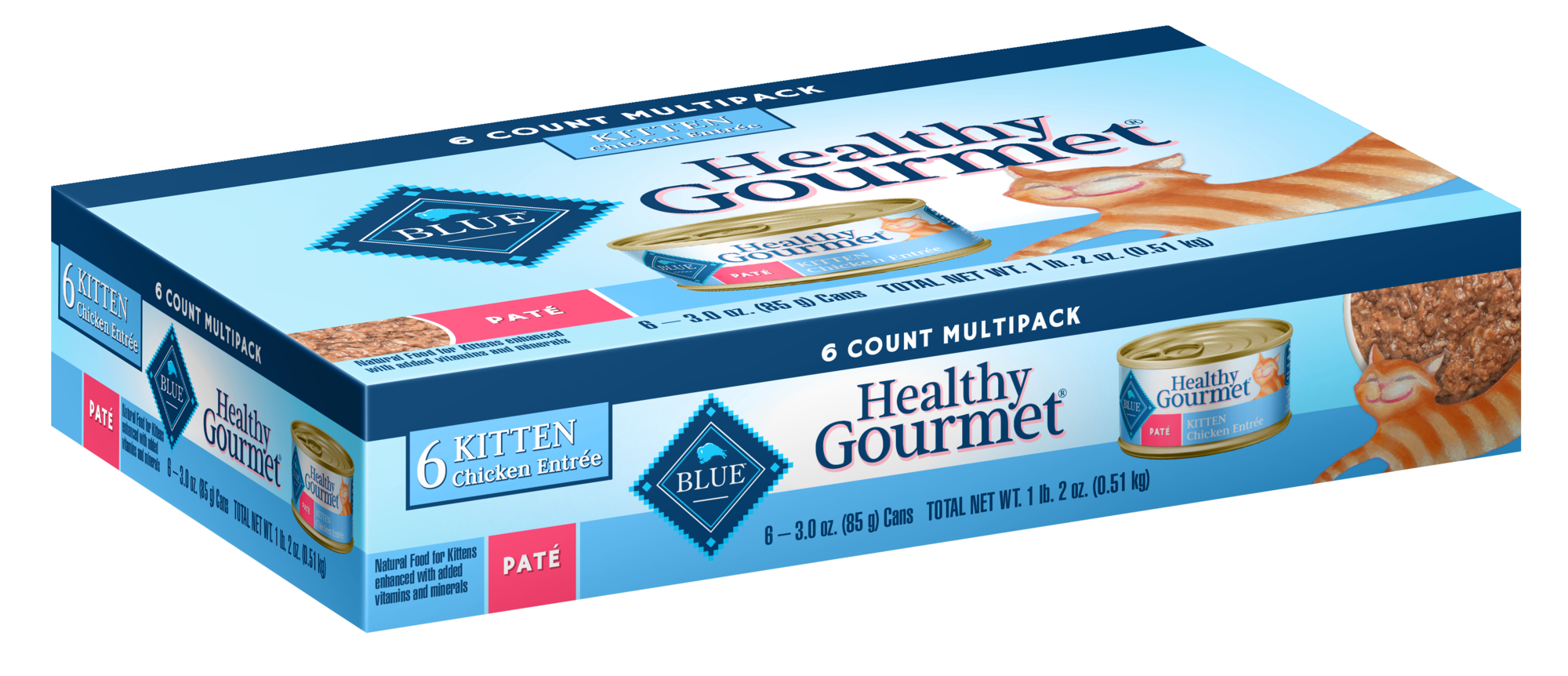 Blue Buffalo Healthy Gourmet Kitten Multi Pack Wet Cat Food, Chicken Entree, 3-oz, Case of 6