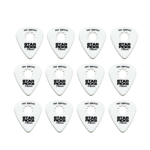 Everly Star Picks 351 Shape Delrin Guitar Picks .73mm White (Pack of 12)