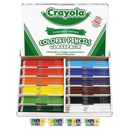 Crayola Colored Woodcase Pencil Classpack  3.3mm  20 EA of 12 Ast Colors + 12 Sharpeners