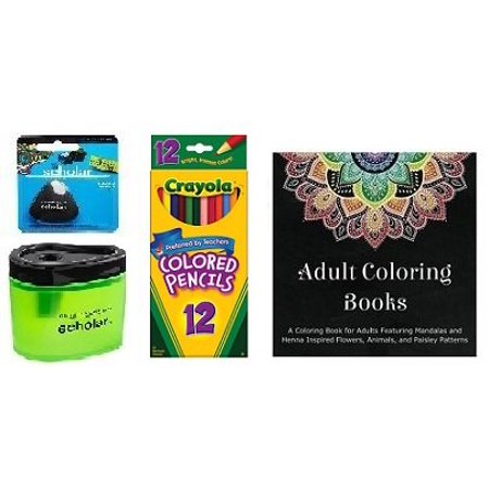 Crayola 12 Count Long Colored Pencils, Free Prismacolor Scholar Colored Pencil Sharpener, Prismacolor Scholar Eraser, Pencil