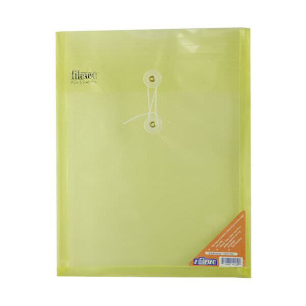 JAM Paper Plastic Envelope with Button and String Tie Closure, Letter Open End, 9 3/4