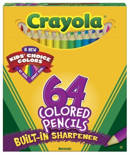 Crayola 64 Ct Short Colored Pencils Kids Choice Colors , New, Free Shipping