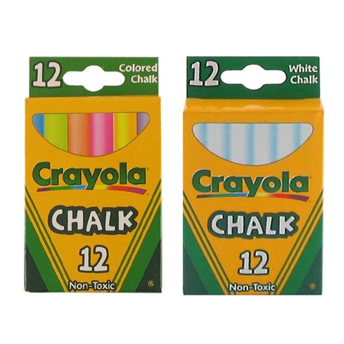 Crayola Non-Toxic White Chalk(12 Ct Box)and Colored Chalk(12 Ct Box) Bundle thumbnail