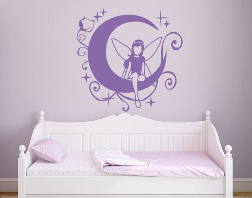 Moon Fairy II Wall Decal - Kids Wall Decal, Removable Sticker, Vinyl Wall Art for Girls, Nursery Decor - 4397-0 - Silver, 47in X 47in