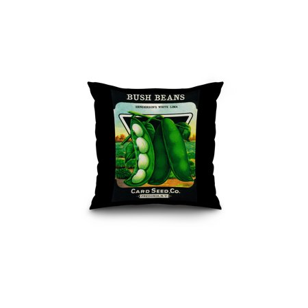 Bush Beans Seed Packet (16x16 Spun Polyester Pillow, Black Border)