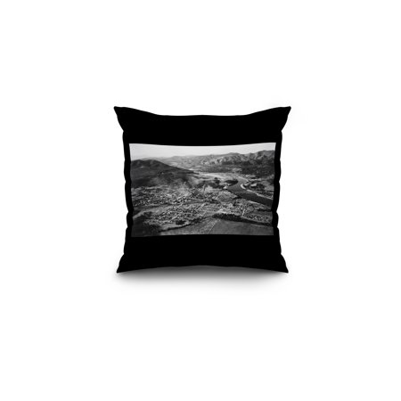 Newport, WA View on Pend Oreille River Photograph (16x16 Spun Polyester Pillow, Black Border)