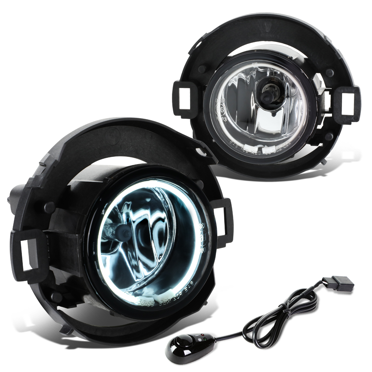 For 2005 to 2015 Nissan Frontier Xterra Halo Ring Fog Lights+Switch+CCFL Power Inverter Clear Lens 06 07 08 09 10 11 12 13 14