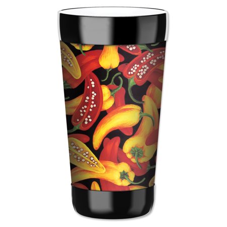 Mugzie 16-Ounce Tumbler Drink Cup with Removable Insulated Wetsuit Cover - Red & Yellow Peppers