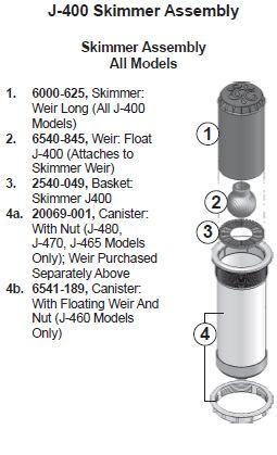 Jacuzzi Spa Skimmer Basket for J-400 Models 2540-049 -