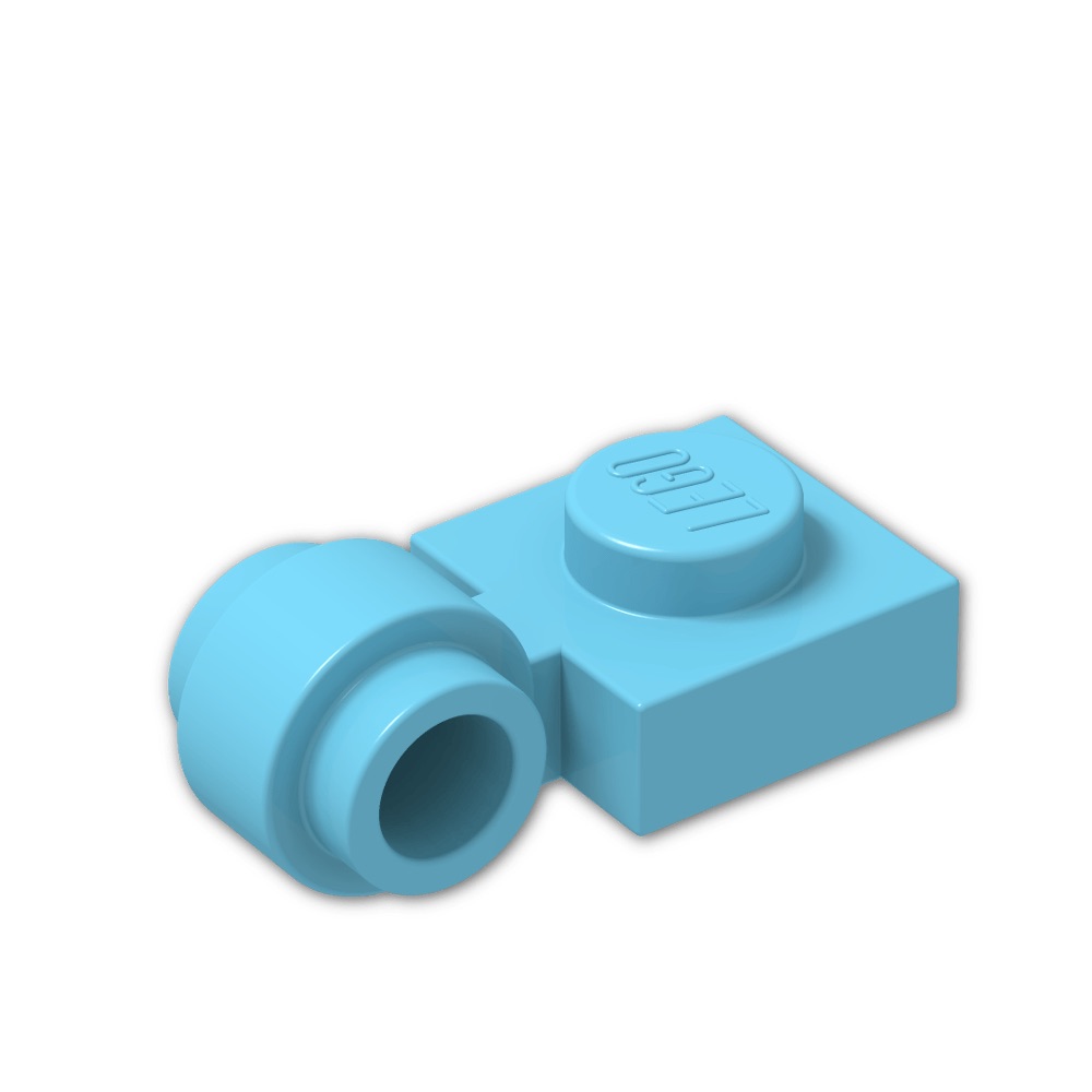 Brick Building Sets Original Lego Parts: Plate, Modified 1 X 1 with Clip Light (4081 - Pack of 8pcs) (Medium Azure)