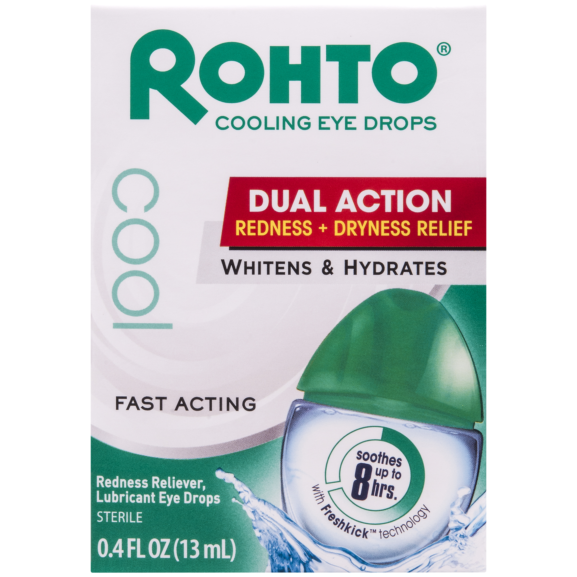 Rohto Eye Drops - Cooling Eye Drops Dual Action Redness&Drynesssrelef 0.4Floz (13Ml)