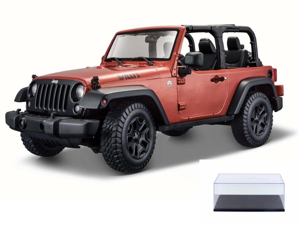 Diecast Car & Display Case Package - 2014 Jeep Wrangler Topless, Copper - Maisto 31610 - 1/18 Scale Diecast Model Toy Car W/Display Case