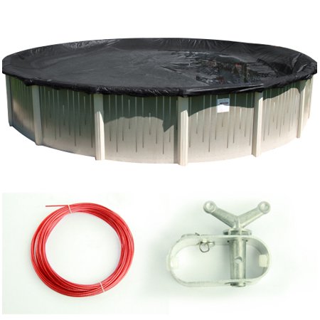 Buffalo Blizzard Deluxe Plus Blue/Black Round Winter Cover with Wind Guard Clips  33