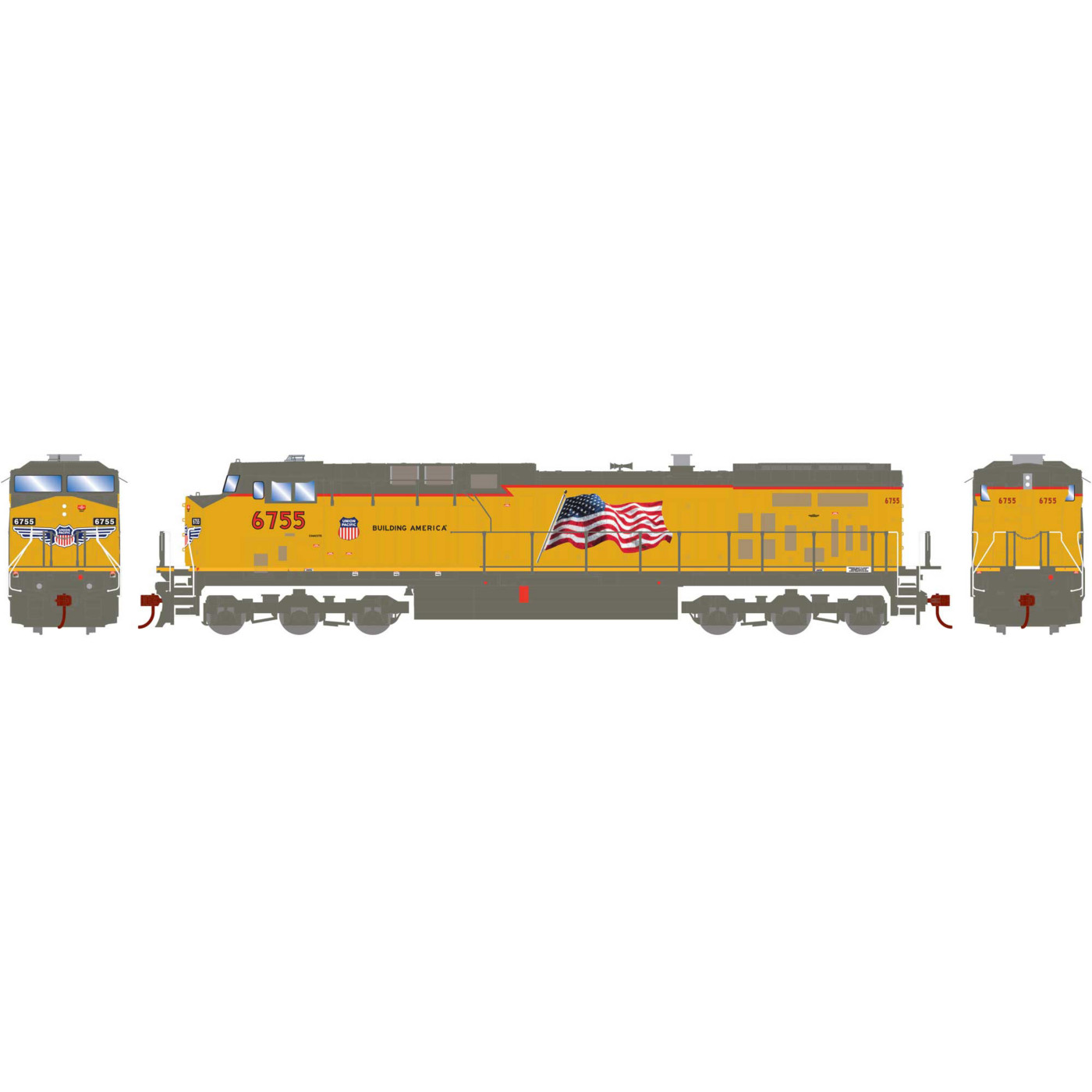 Athearn HO AC4400CW up Flag Repaint #6755, RND77715