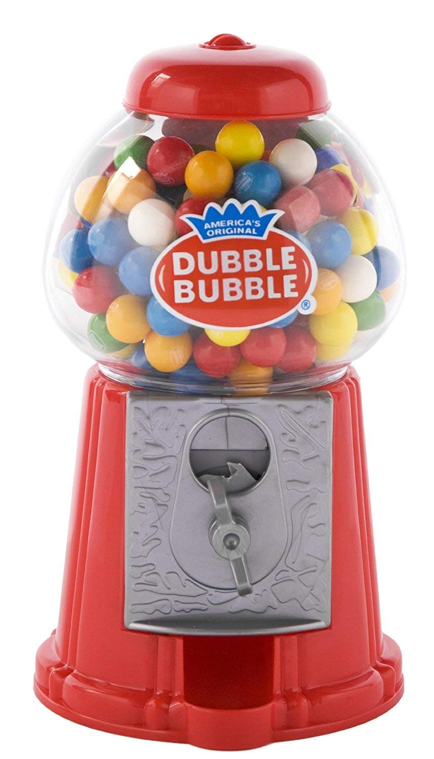 Gumball Machine 8.5” Coin Operated Toy Bank Dubble Bubble Classic Style Includes 45 Gum Balls