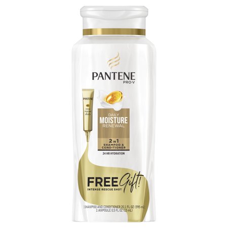 Pantene Pro-V Daily Moisture Renewal 2 in 1 Shampoo & Conditioner, 20.1 Fl Oz with Intense Rescue Shot