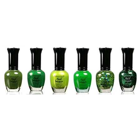 LWS LA Wholesale Store  Kleancolor Assorted Nail Colors Set Perfect Gift for Loved One Pastel, Metallic, Blue, Pink, Neon, and Purple (6 PIECES, GREEN