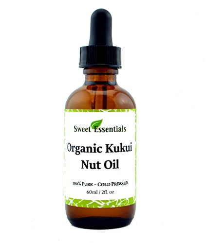 100 Organic Kukui Nut Oil  Imported from Hawaii  2oz Glass Bottle  Glass Dropper  Natural Moisturizer for Skin Hair and Face  by Sweet Essentials