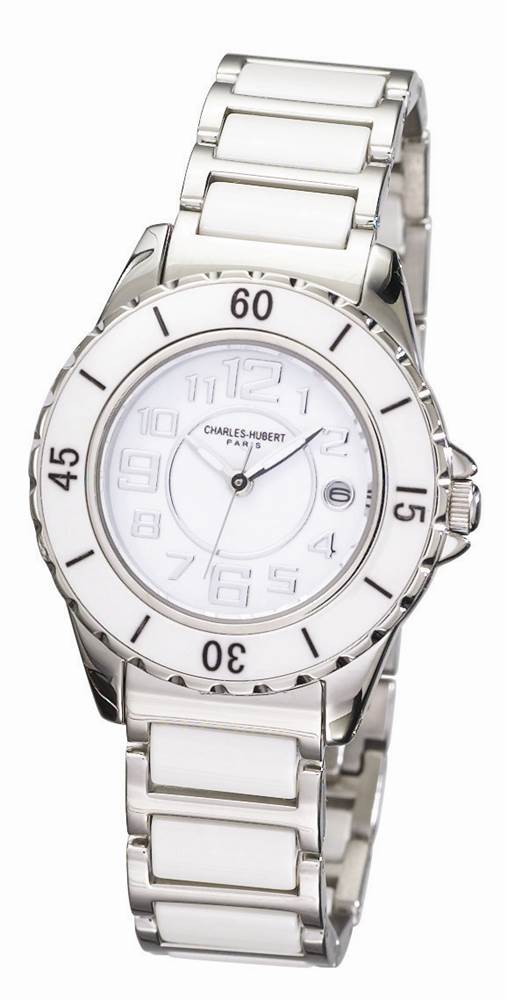 Charles-Hubert- Paris Womens Stainless Steel and Ceramic Quartz Watch #6755-W