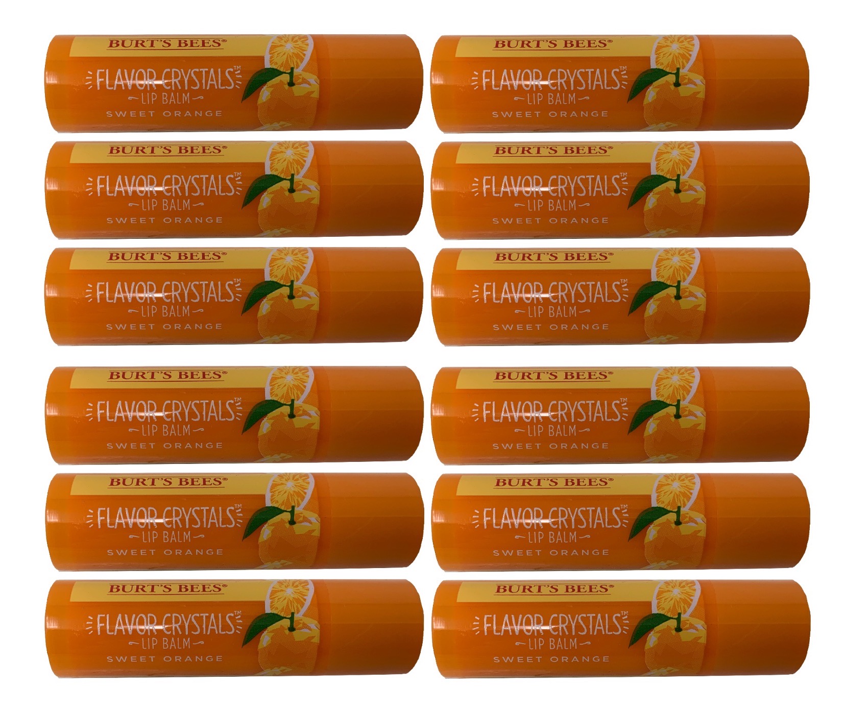 12-Pack Burt's Bees Flavor Crystals 100% Natural Lip Balm Sweet Orange