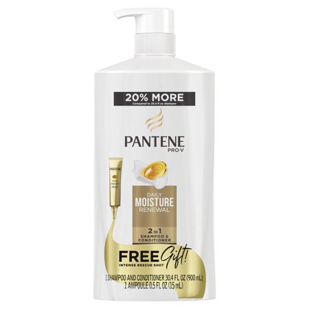 Pantene Pro-V Daily Moisture Renewal 2 in 1 Shampoo & Conditioner, 30.4 Fl Oz with Intense Rescue Shot