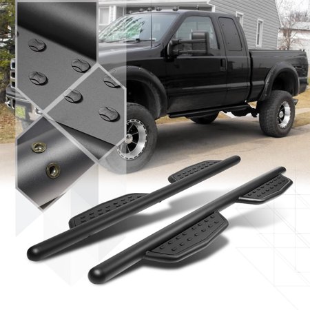 Black Treads Pad Nerf Bar Side Step Running Board for 99-16 F250/F350 SD Ext Cab 00 01 02 03 04 05 06 07 08 09 10 11 12 13 14 15