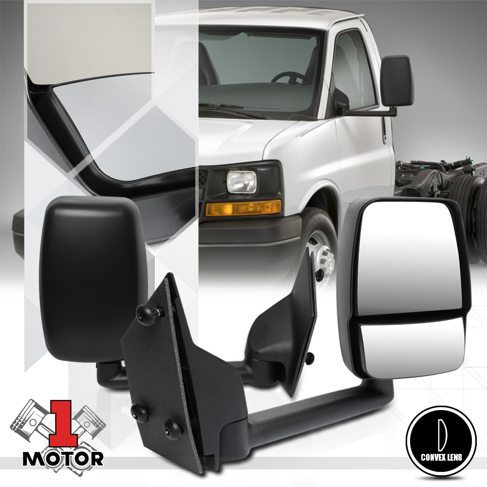 [Pair] Manual Adjustment Towing Side Mirror for 03-18 Chevy/GMC Express/Savana 04 05 06 07 08 09 10 11 12 13 14 15 16 17 Fits Select: 2003-2018 CHEVRO