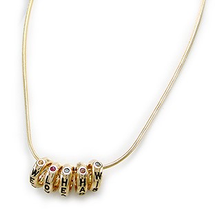 Gemstone 5-Wish Ring Necklace in Sterling Silver and 14K Gold Plated