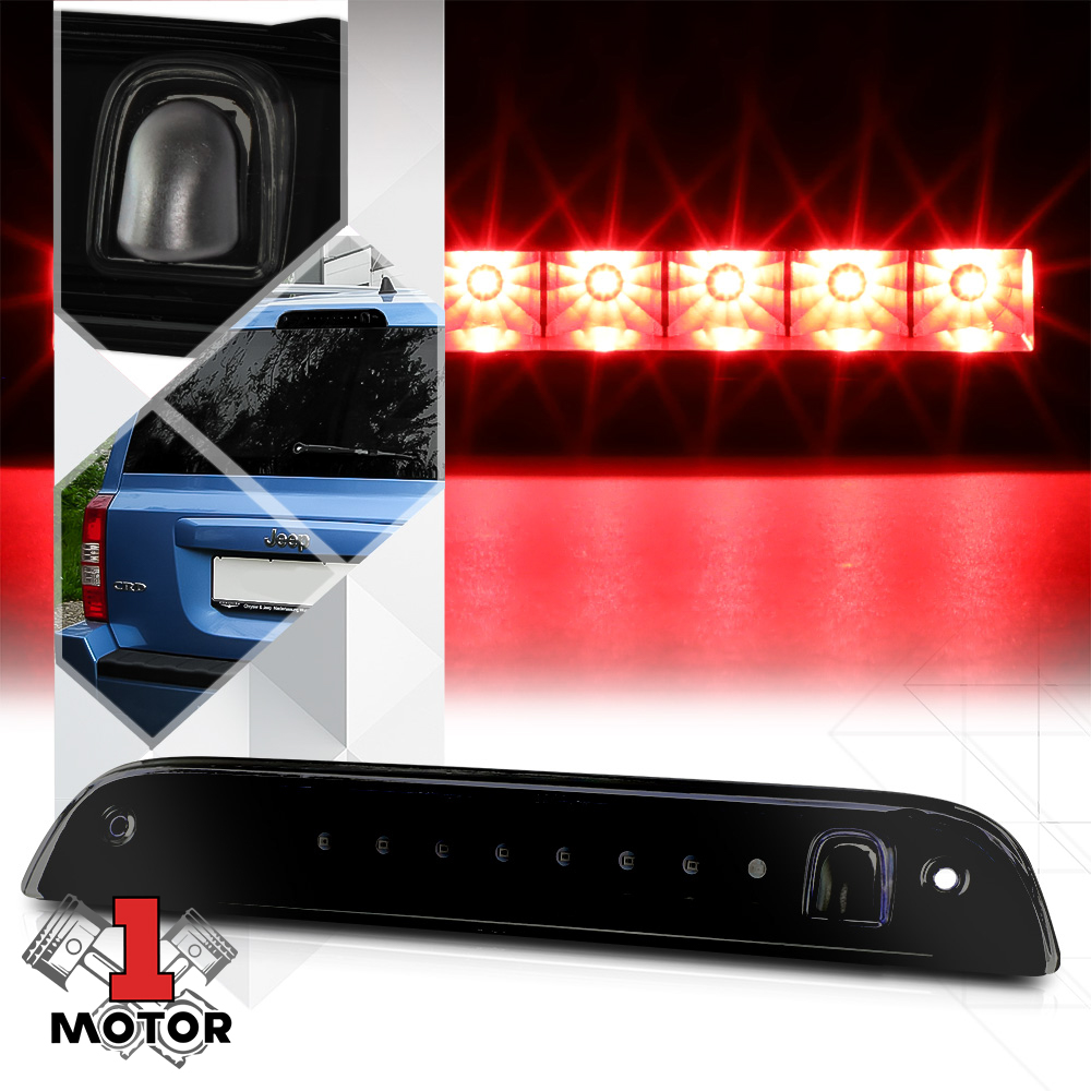 For 2007-2017 Jeep Patriot Rear LED 3rd Third Brake Light Tail Stop Lamp Black Housing Smoked Lens 08 09 10 11 12 13 14 15 16