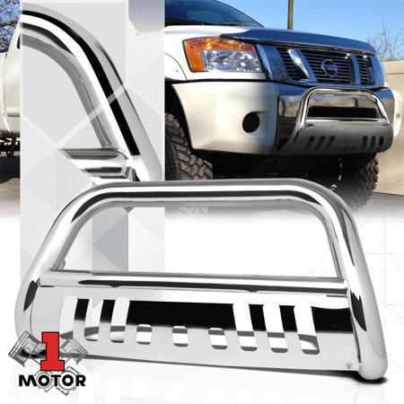 For 2004-2015 Nissan Armada Titan Chrome 3  Front Bumper Bull Push Bar Brush Grille Guard 05 06 07 08 09 10 11 12 13 14
