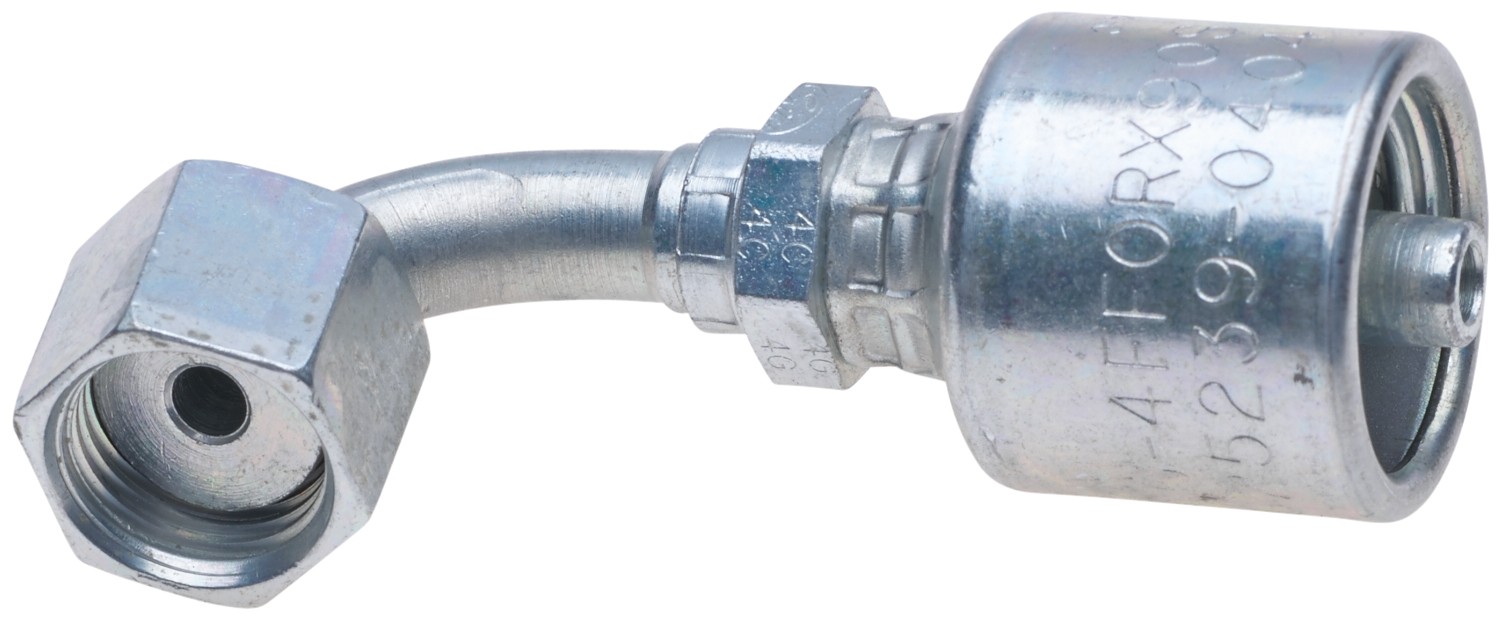 Gates G25239-1010T - Female Flat Face O Ring Swivel 90 Bent Tube Tuff Coat Xtreme Plating (Mega Crimp)