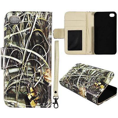For HTC Windows Phone 8X 6990  Grass Camo Pt Flip Leather Wallet Dual Layer Interior Design Flip PU Leather Case Cover Card Cash Slots & Stand  Cover