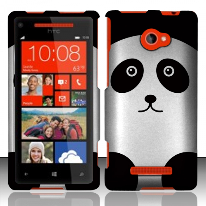 For Htc Windows Phone 8x 6990 Zenith Att T-mobile Verizon Rubberized Design Cover - Panda Bear