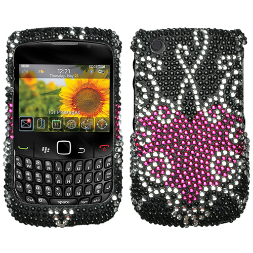 Trapped Heart Diamante Protector Cover for Rim Blackberry 8520 Curve Rim Blackberry 8530 Curve Rim Blackberry 9300 Curve 3g Rim Blackberry 9330 Curve