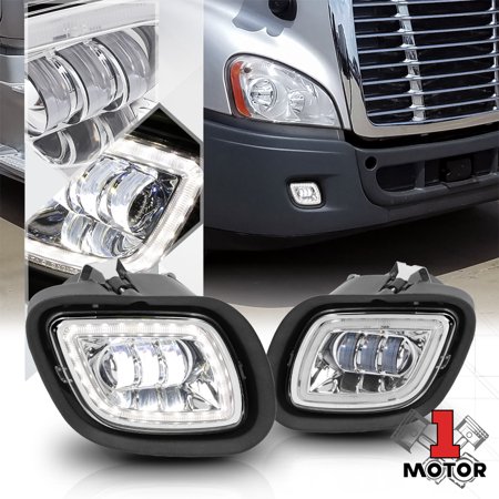 For 2008-2017 Freightliner Cascadia Front Driving LED Halo Projector Fog Light Bumper Lamps Chrome Housing 09 10 11 12 13 14 15 16