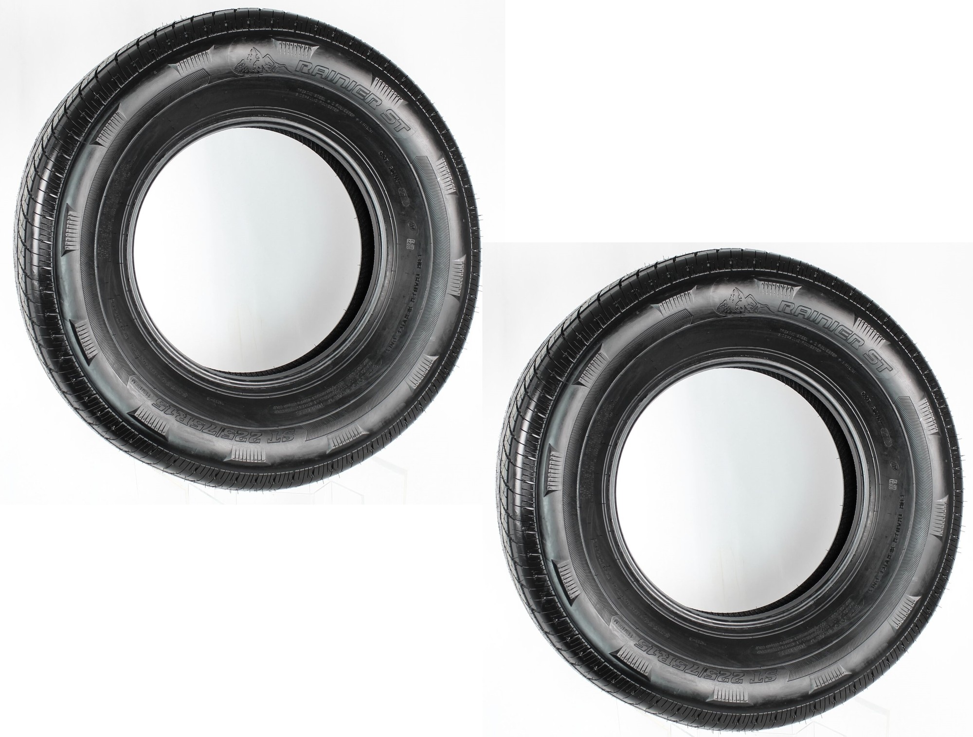 Two Rainier Radial ST225/75R15 Trailer Tires Load Range D 2540# 225/75 R 15 Tire