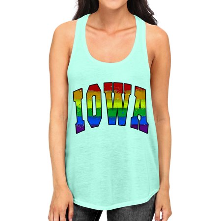 Junior S Iowa Rainbow Pride B1601 PLY Mint Racerback Tank Top Medium Mint