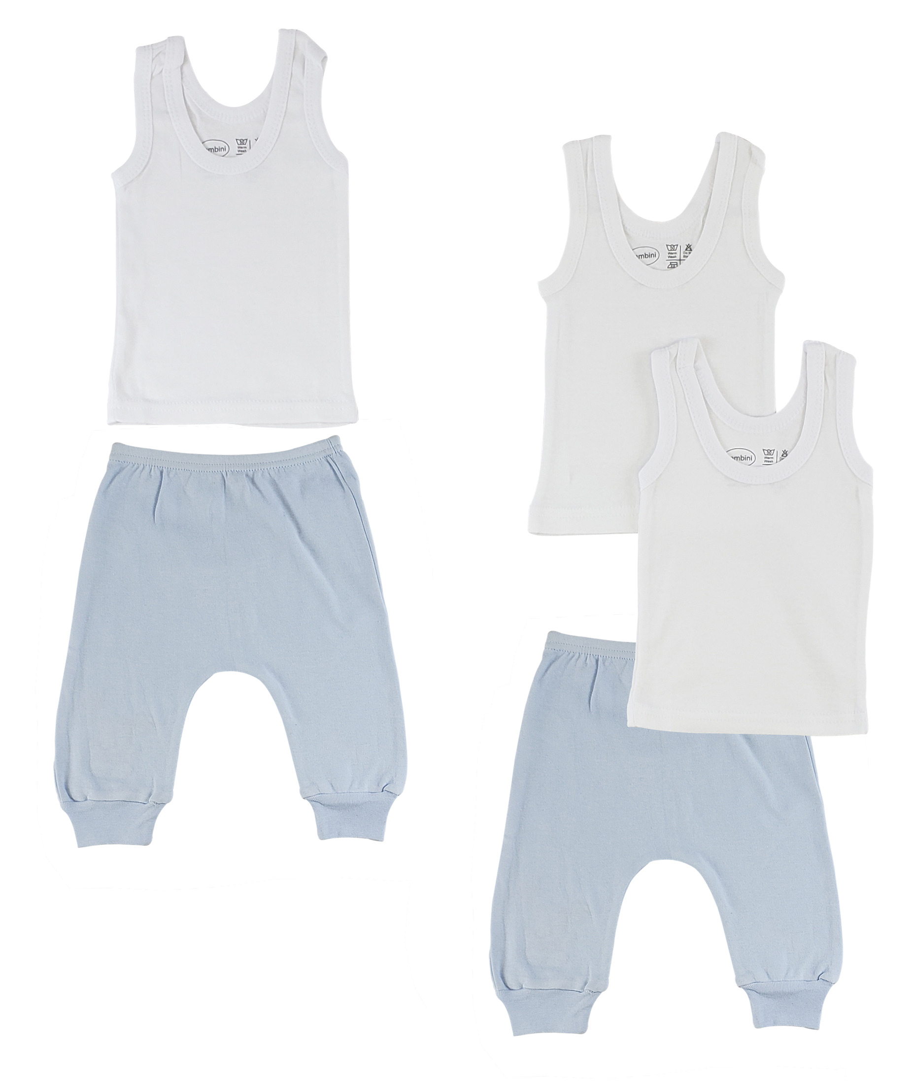 CS-0490S Infant Tank Tops & Joggers, Blue & Blue - Small - 5 per Pack
