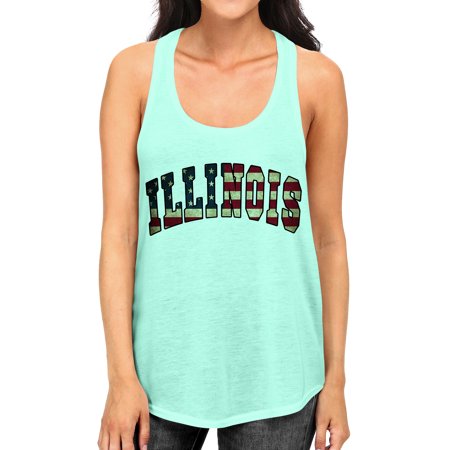 Junior S Illinois USA Flag B1558 PLY Mint Racerback Tank Top Medium Mint