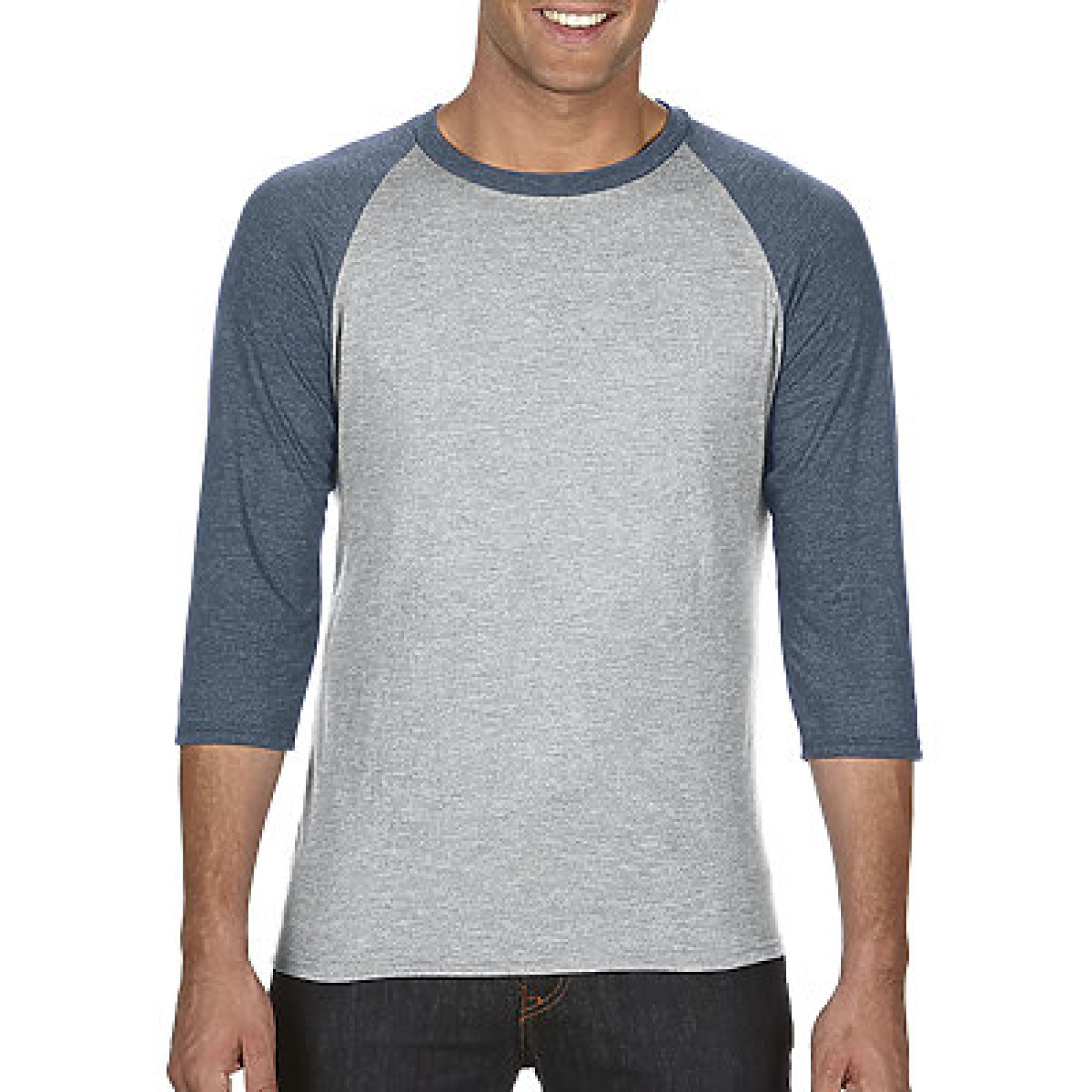 Anvil Heather Grey/Heather Navy 6755 Short-sleeve - 2X
