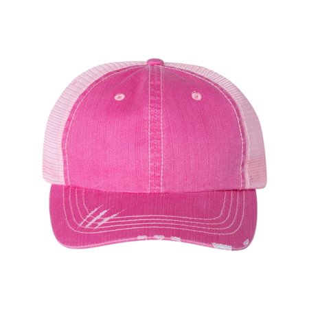 Mega Cap 6990 Herringbone Trucker in Fuchsia/Pink | Cotton/Polyester Blend