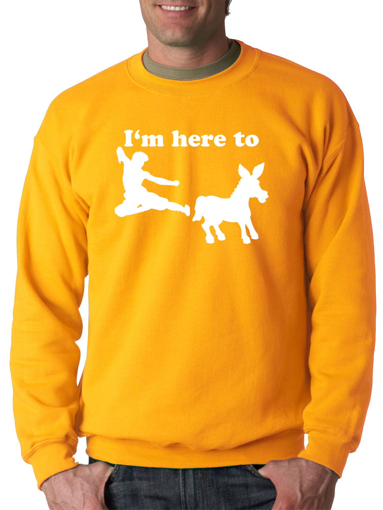 Trendy USA 1229 - Crewneck I'm Here to Kick Ass Karate Donkey Sweatshirt 4XL Gold