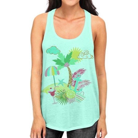 Junior S Tropical Summer Island Tee B966 PLY Mint Green Racerback Tank Top Large